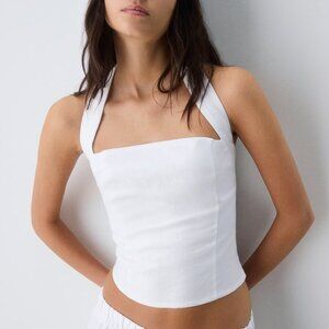 Aritizia Wilfred Whisper Linen Halter Top in White